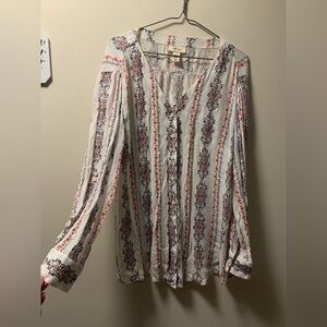 Style & Co summer floral bohemian blouse size medium
